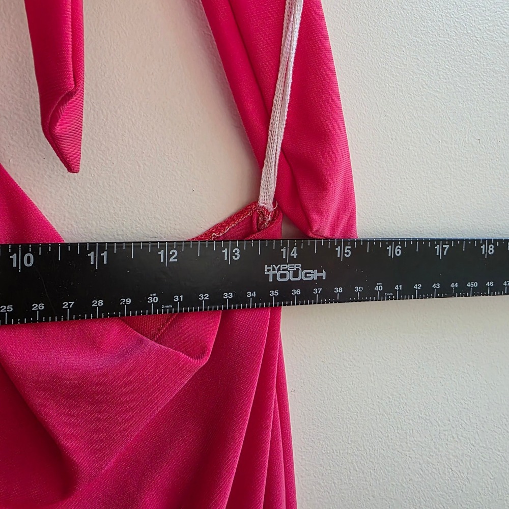 Charlotte Russe Hot Pink Beaded Halter Top Y2K Party Blouse Micro Mini Medium - Picture 7 of 8